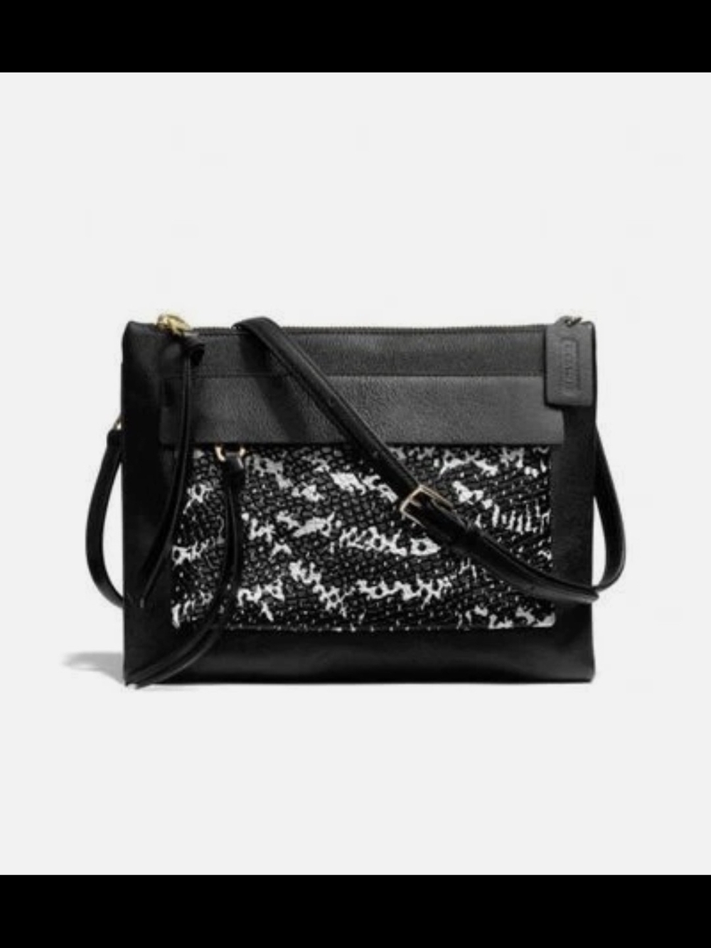 Coach 51192 Madison 2 Tone Python Felicia Leather Crossbody Bag Black